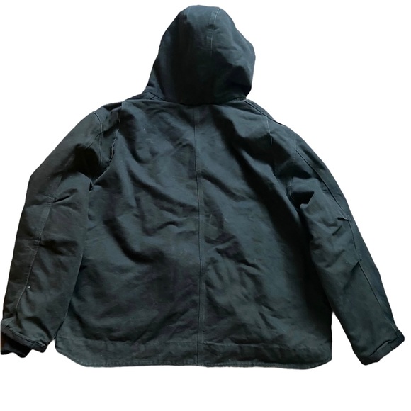 Carhartt Men’s Relaxed Fit Black Sherpa Lined Snap Hooded Jacket - Picture 3 of 6